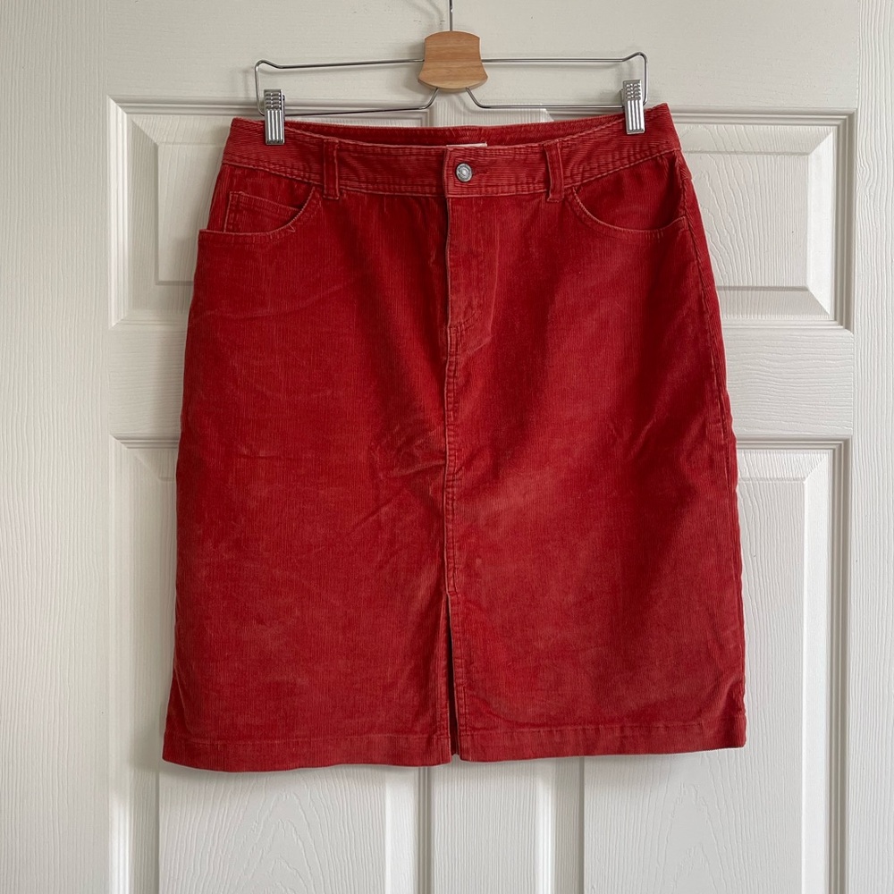 St. John's Bay Stretch Corduroy Skirt in Rich Red